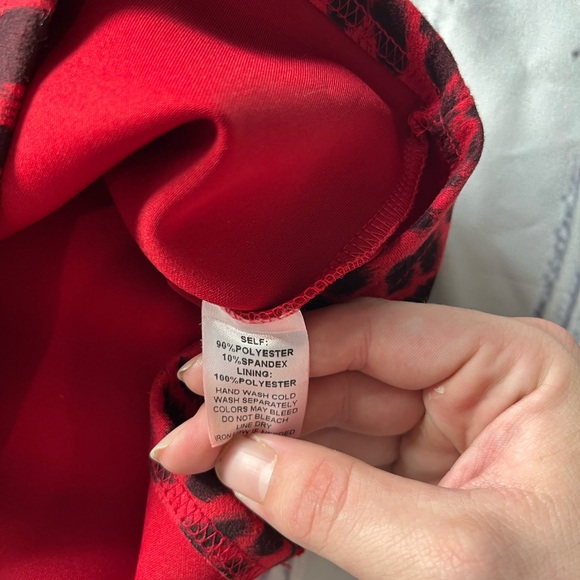 AKIRA Red Leopard Bodycon Bustier Mini Dress Women’s Medium Spaghetti Strap Cute - Picture 13 of 13